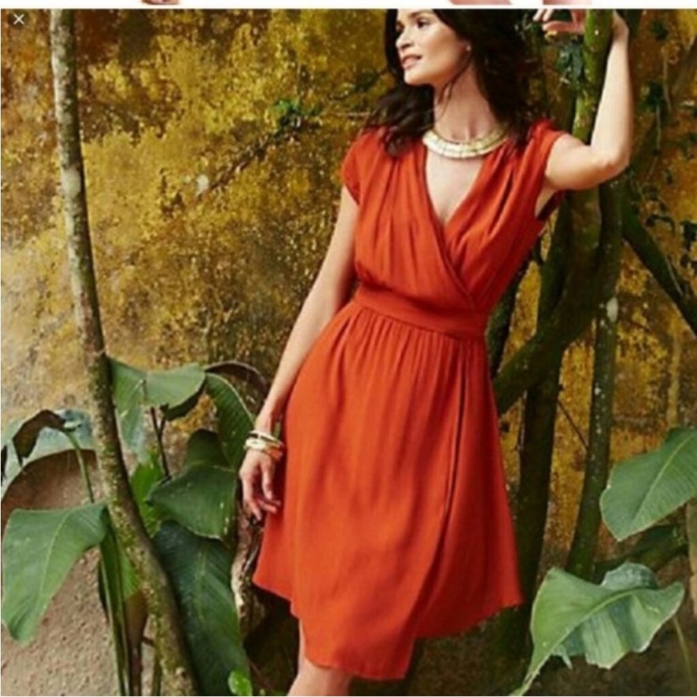 Anthropologie Maeve Noronha Rust Wrap Dress Size Médium